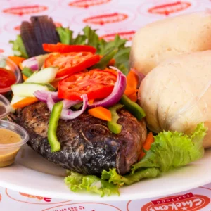 Grilled tilapia - half (With Banku or Rice)